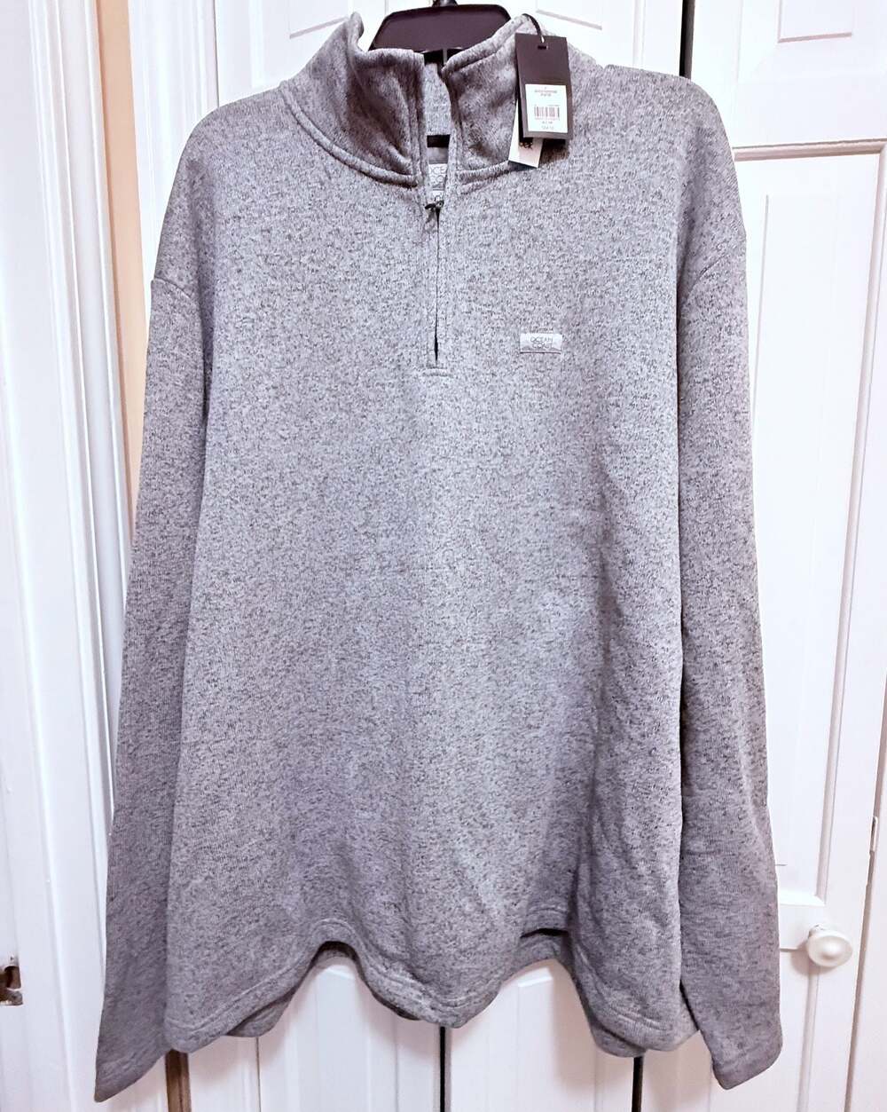 Ocean Coast Big & Tall 3X Gray Quarter-Zip Pullover Fleece Sweater New